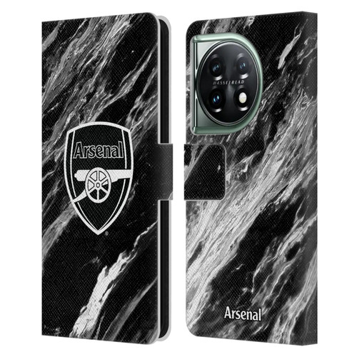 Arsenal FC Crest Patterns Marble Leather Book Wallet Case Cover For OnePlus 11 5G