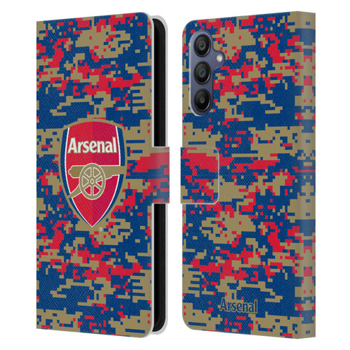 Arsenal FC Crest Patterns Digital Camouflage Leather Book Wallet Case Cover For Samsung Galaxy A15