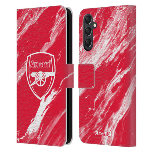 Arsenal FC Crest Patterns Red Marble Leather Book Wallet Case Cover For Samsung Galaxy A24 4G / M34 5G