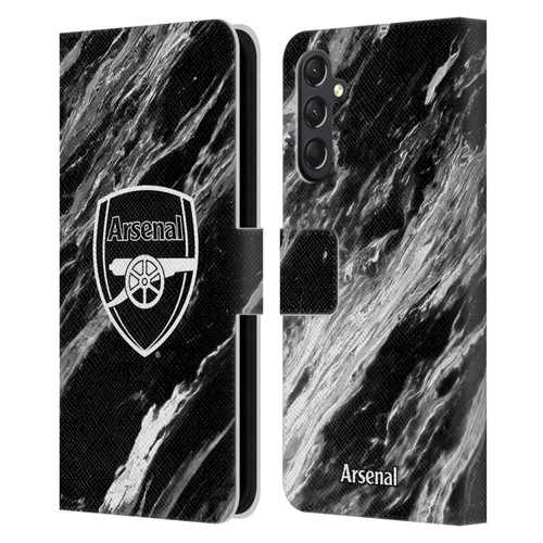 Arsenal FC Crest Patterns Marble Leather Book Wallet Case Cover For Samsung Galaxy A24 4G / M34 5G