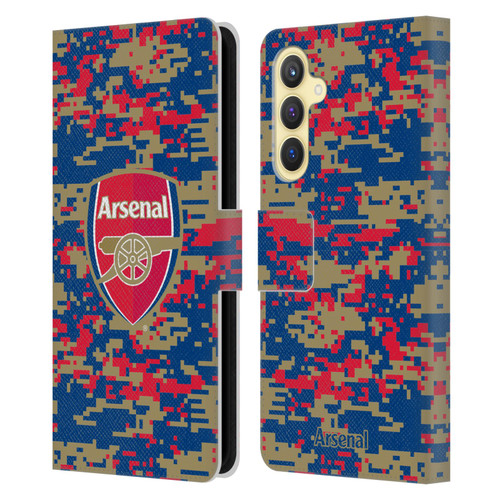 Arsenal FC Crest Patterns Digital Camouflage Leather Book Wallet Case Cover For Samsung Galaxy S23 FE 5G