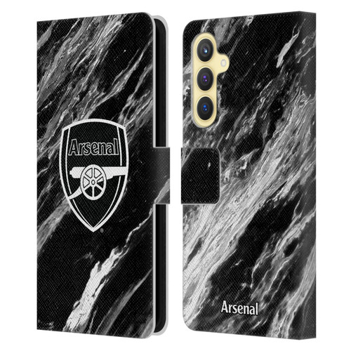 Arsenal FC Crest Patterns Marble Leather Book Wallet Case Cover For Samsung Galaxy S23 FE 5G