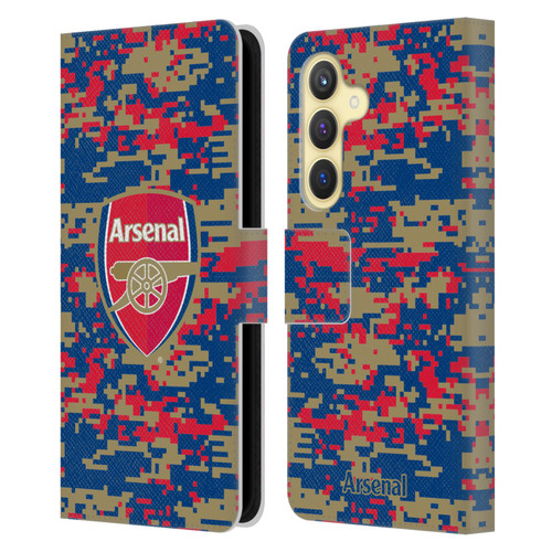 Arsenal FC Crest Patterns Digital Camouflage Leather Book Wallet Case Cover For Samsung Galaxy S24 5G