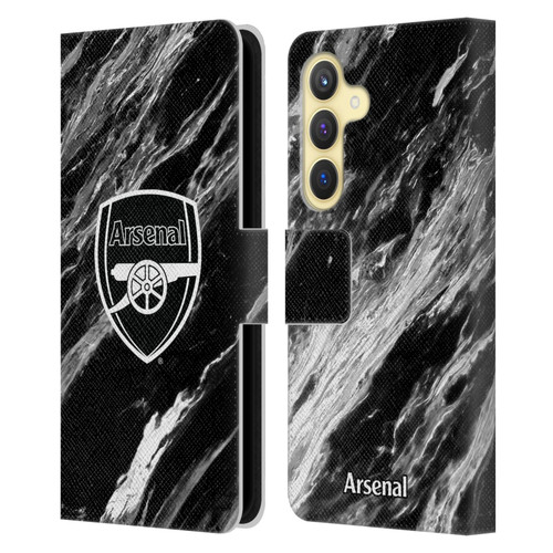 Arsenal FC Crest Patterns Marble Leather Book Wallet Case Cover For Samsung Galaxy S24 5G