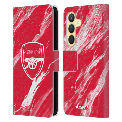 Arsenal FC Crest Patterns Red Marble Leather Book Wallet Case Cover For Samsung Galaxy S24 5G