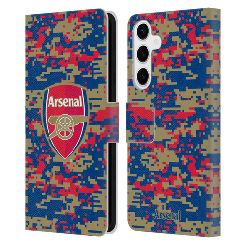 Arsenal FC Crest Patterns Digital Camouflage Leather Book Wallet Case Cover For Samsung Galaxy S24+ 5G