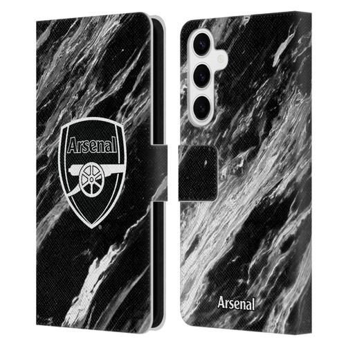 Arsenal FC Crest Patterns Marble Leather Book Wallet Case Cover For Samsung Galaxy S24+ 5G