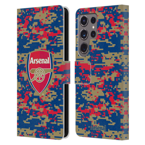 Arsenal FC Crest Patterns Digital Camouflage Leather Book Wallet Case Cover For Samsung Galaxy S24 Ultra 5G