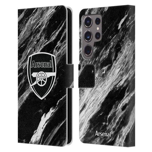 Arsenal FC Crest Patterns Marble Leather Book Wallet Case Cover For Samsung Galaxy S24 Ultra 5G