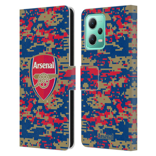 Arsenal FC Crest Patterns Digital Camouflage Leather Book Wallet Case Cover For Xiaomi Redmi Note 12 5G