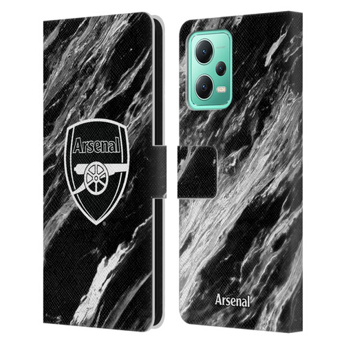 Arsenal FC Crest Patterns Marble Leather Book Wallet Case Cover For Xiaomi Redmi Note 12 5G