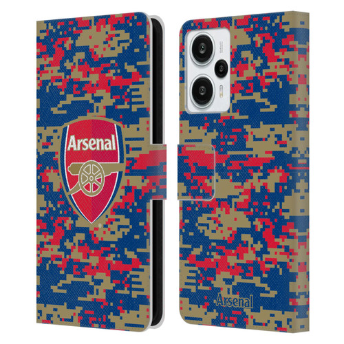 Arsenal FC Crest Patterns Digital Camouflage Leather Book Wallet Case Cover For Xiaomi Redmi Note 12T