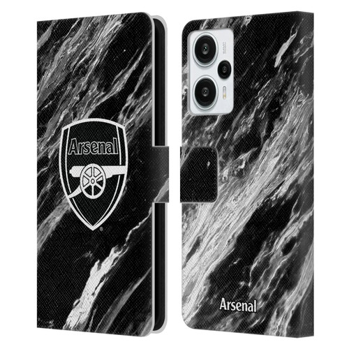 Arsenal FC Crest Patterns Marble Leather Book Wallet Case Cover For Xiaomi Redmi Note 12T