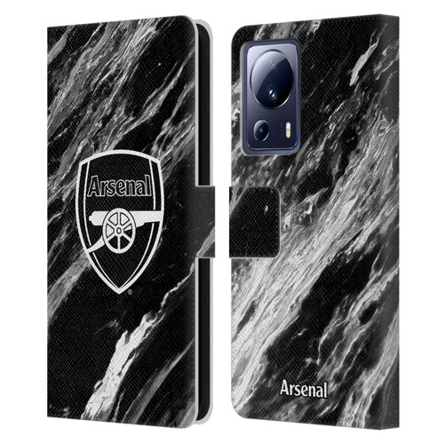 Arsenal FC Crest Patterns Marble Leather Book Wallet Case Cover For Xiaomi 13 Lite 5G