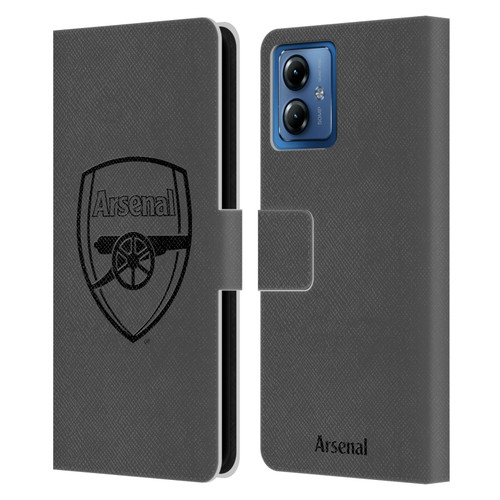 Arsenal FC Crest 2 Black Logo Leather Book Wallet Case Cover For Motorola Moto G14