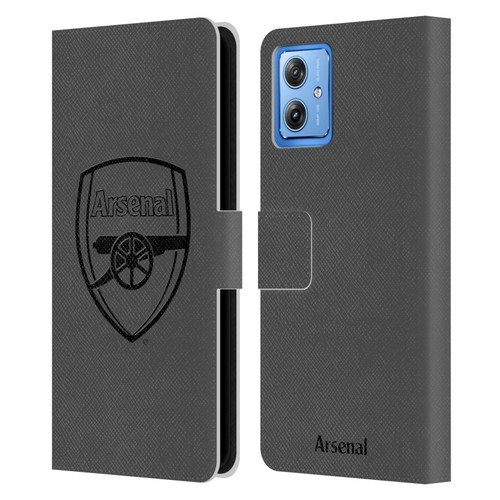 Arsenal FC Crest 2 Black Logo Leather Book Wallet Case Cover For Motorola Moto G54 5G