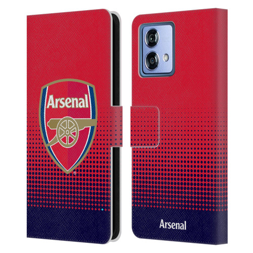 Arsenal FC Crest 2 Fade Leather Book Wallet Case Cover For Motorola Moto G84 5G