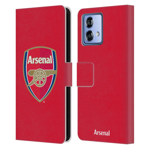 Arsenal FC Crest 2 Full Colour Red Leather Book Wallet Case Cover For Motorola Moto G84 5G