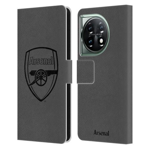 Arsenal FC Crest 2 Black Logo Leather Book Wallet Case Cover For OnePlus 11 5G