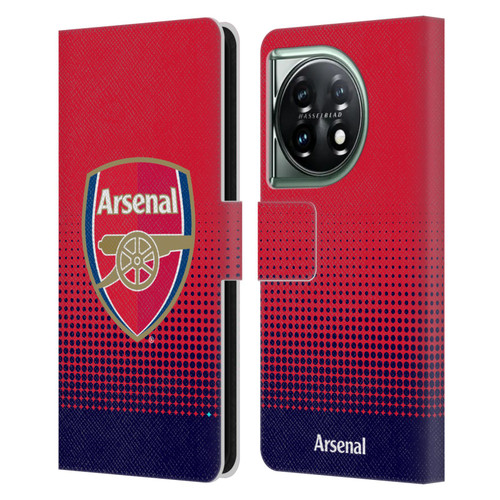 Arsenal FC Crest 2 Fade Leather Book Wallet Case Cover For OnePlus 11 5G