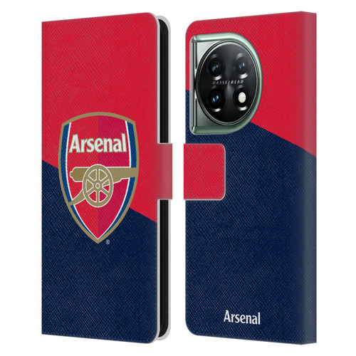 Arsenal FC Crest 2 Red & Blue Logo Leather Book Wallet Case Cover For OnePlus 11 5G