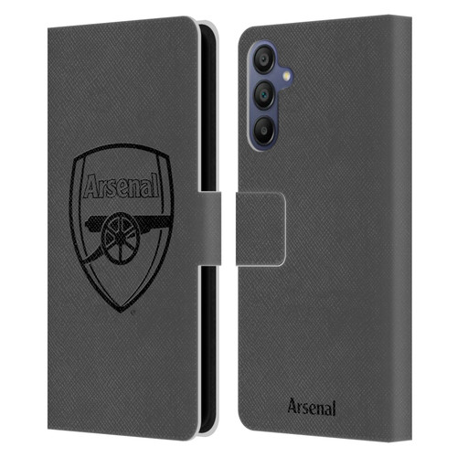 Arsenal FC Crest 2 Black Logo Leather Book Wallet Case Cover For Samsung Galaxy A15