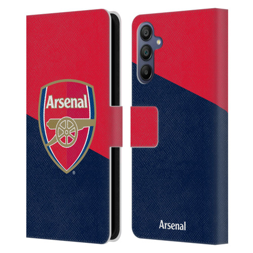Arsenal FC Crest 2 Red & Blue Logo Leather Book Wallet Case Cover For Samsung Galaxy A15