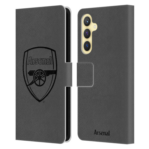 Arsenal FC Crest 2 Black Logo Leather Book Wallet Case Cover For Samsung Galaxy S23 FE 5G