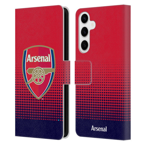 Arsenal FC Crest 2 Fade Leather Book Wallet Case Cover For Samsung Galaxy S24+ 5G