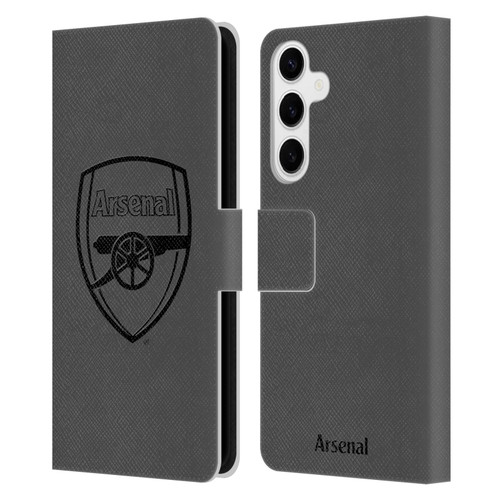 Arsenal FC Crest 2 Black Logo Leather Book Wallet Case Cover For Samsung Galaxy S24+ 5G