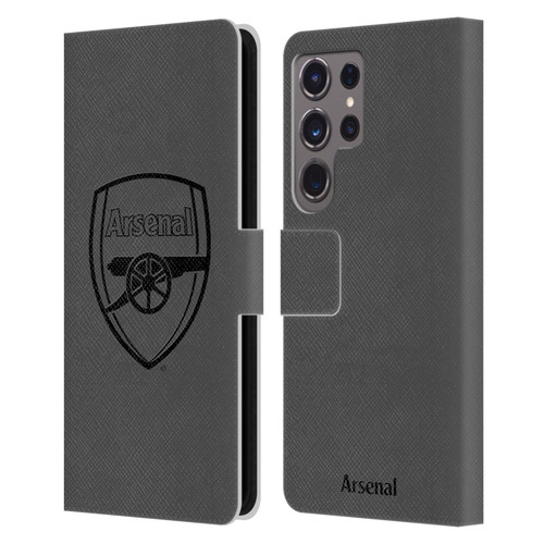 Arsenal FC Crest 2 Black Logo Leather Book Wallet Case Cover For Samsung Galaxy S24 Ultra 5G