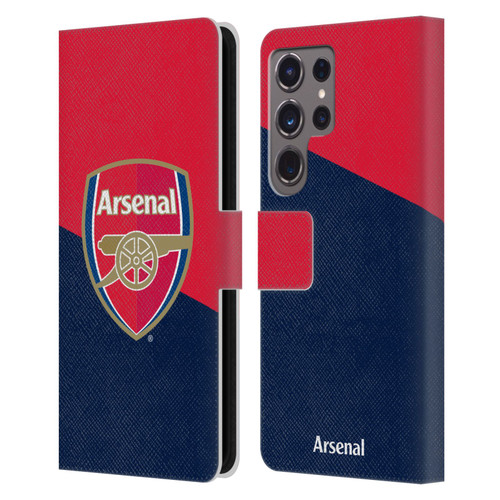 Arsenal FC Crest 2 Red & Blue Logo Leather Book Wallet Case Cover For Samsung Galaxy S24 Ultra 5G