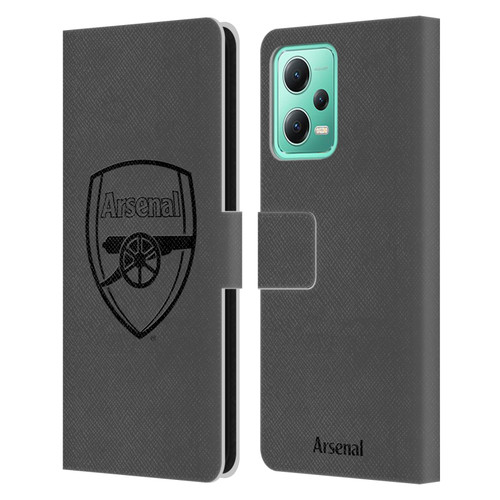 Arsenal FC Crest 2 Black Logo Leather Book Wallet Case Cover For Xiaomi Redmi Note 12 5G