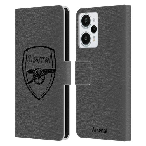 Arsenal FC Crest 2 Black Logo Leather Book Wallet Case Cover For Xiaomi Redmi Note 12T