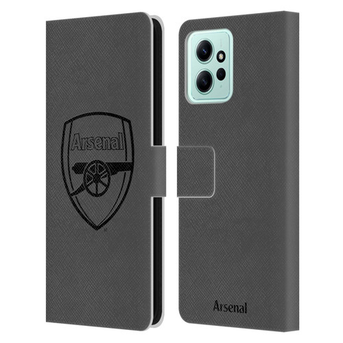 Arsenal FC Crest 2 Black Logo Leather Book Wallet Case Cover For Xiaomi Redmi 12