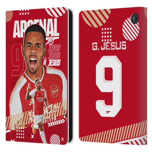 Arsenal FC 2023/24 First Team Gabriel Jesus Leather Book Wallet Case Cover For Amazon Fire 7 2022