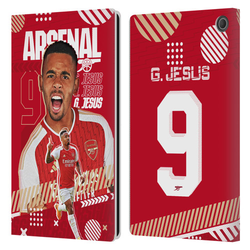 Arsenal FC 2023/24 First Team Gabriel Jesus Leather Book Wallet Case Cover For Amazon Fire Max 11 2023