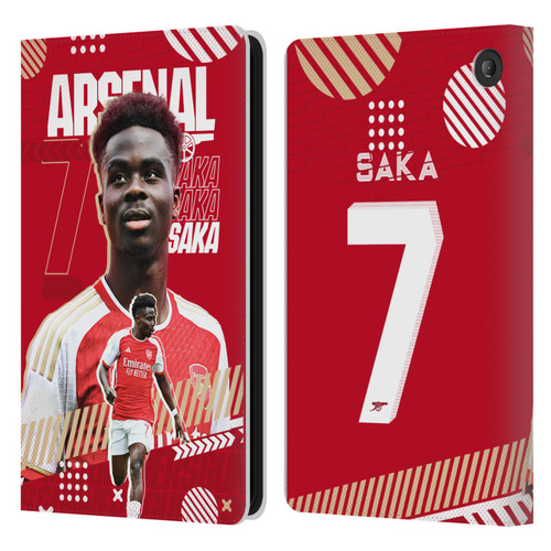 Arsenal FC 2023/24 First Team Bukayo Saka Leather Book Wallet Case Cover For Amazon Fire 7 2022