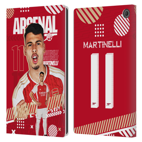 Arsenal FC 2023/24 First Team Gabriel Leather Book Wallet Case Cover For Amazon Fire Max 11 2023