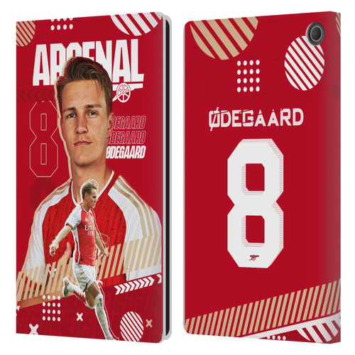 Arsenal FC 2023/24 First Team Martin Ødegaard Leather Book Wallet Case Cover For Amazon Fire Max 11 2023