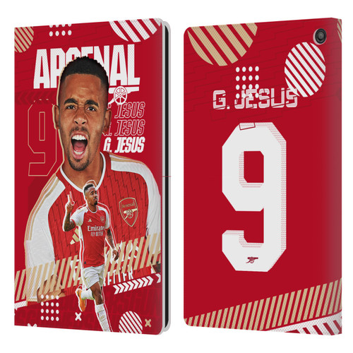 Arsenal FC 2023/24 First Team Gabriel Jesus Leather Book Wallet Case Cover For Amazon Fire HD 10 / Plus 2021