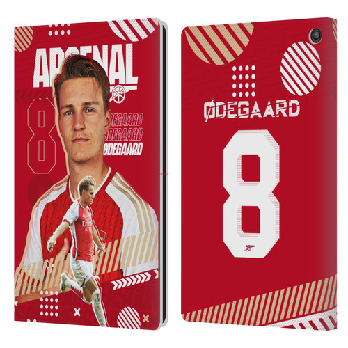 Arsenal FC 2023/24 First Team Martin Ødegaard Leather Book Wallet Case Cover For Amazon Fire HD 10 / Plus 2021