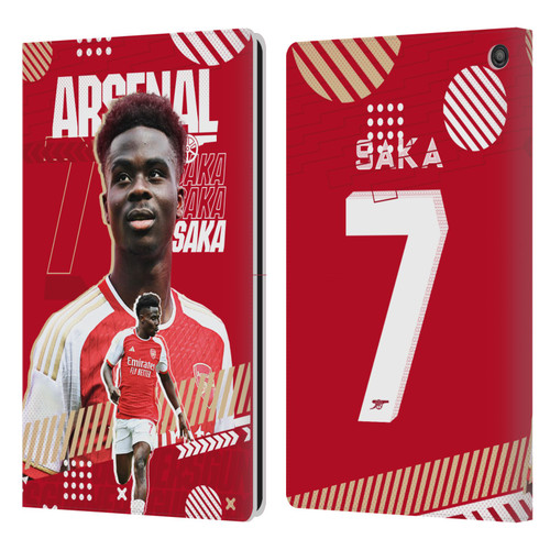 Arsenal FC 2023/24 First Team Bukayo Saka Leather Book Wallet Case Cover For Amazon Fire HD 10 / Plus 2021