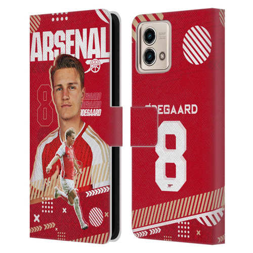 Arsenal FC 2023/24 First Team Martin Ødegaard Leather Book Wallet Case Cover For Motorola Moto G Stylus 5G 2023