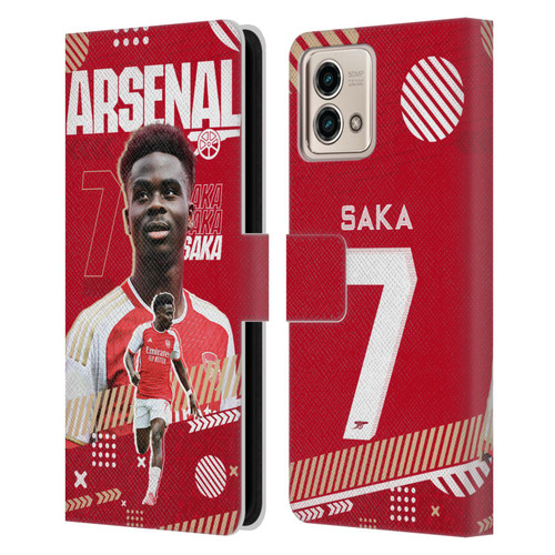 Arsenal FC 2023/24 First Team Bukayo Saka Leather Book Wallet Case Cover For Motorola Moto G Stylus 5G 2023