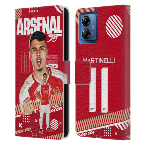 Arsenal FC 2023/24 First Team Gabriel Leather Book Wallet Case Cover For Motorola Moto G14