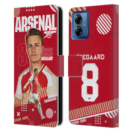 Arsenal FC 2023/24 First Team Martin Ødegaard Leather Book Wallet Case Cover For Motorola Moto G14