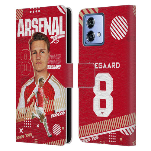 Arsenal FC 2023/24 First Team Martin Ødegaard Leather Book Wallet Case Cover For Motorola Moto G84 5G