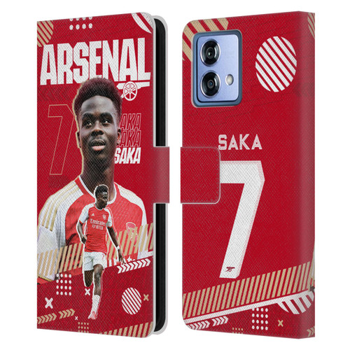 Arsenal FC 2023/24 First Team Bukayo Saka Leather Book Wallet Case Cover For Motorola Moto G84 5G