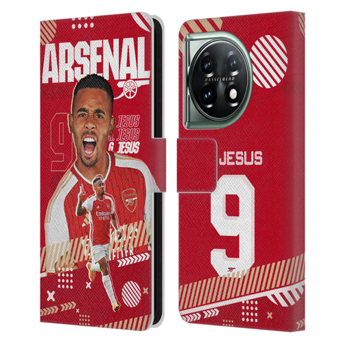 Arsenal FC 2023/24 First Team Gabriel Jesus Leather Book Wallet Case Cover For OnePlus 11 5G